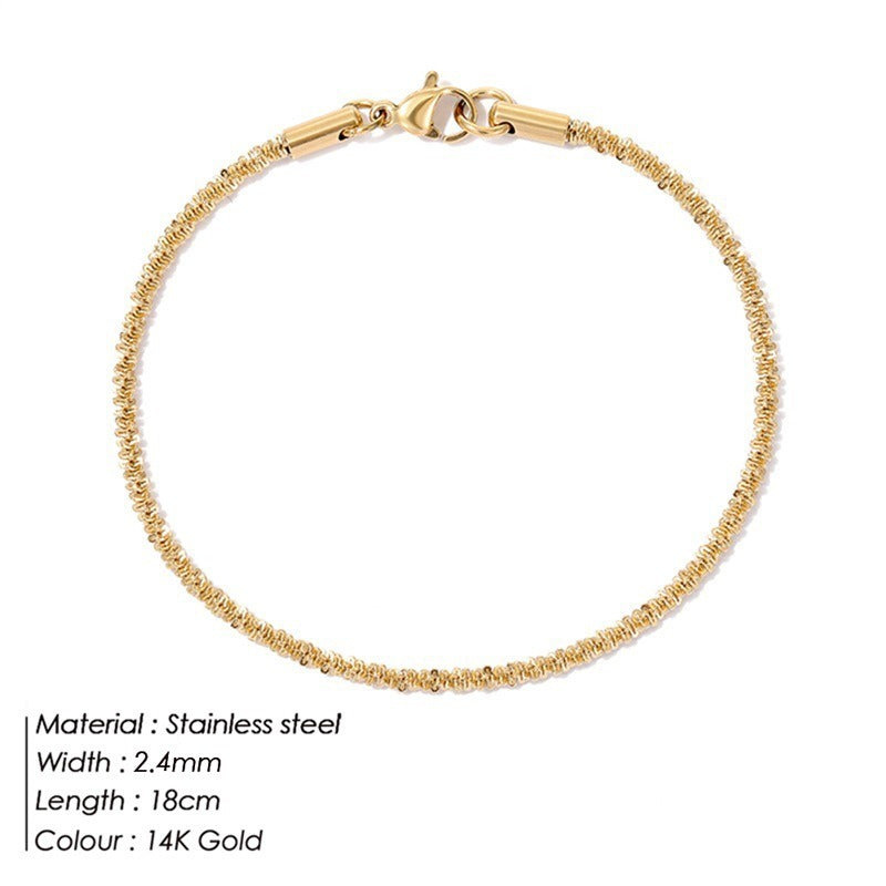 Simple Cauliflower Chain Bracelet Stainless Steel Gold Plated