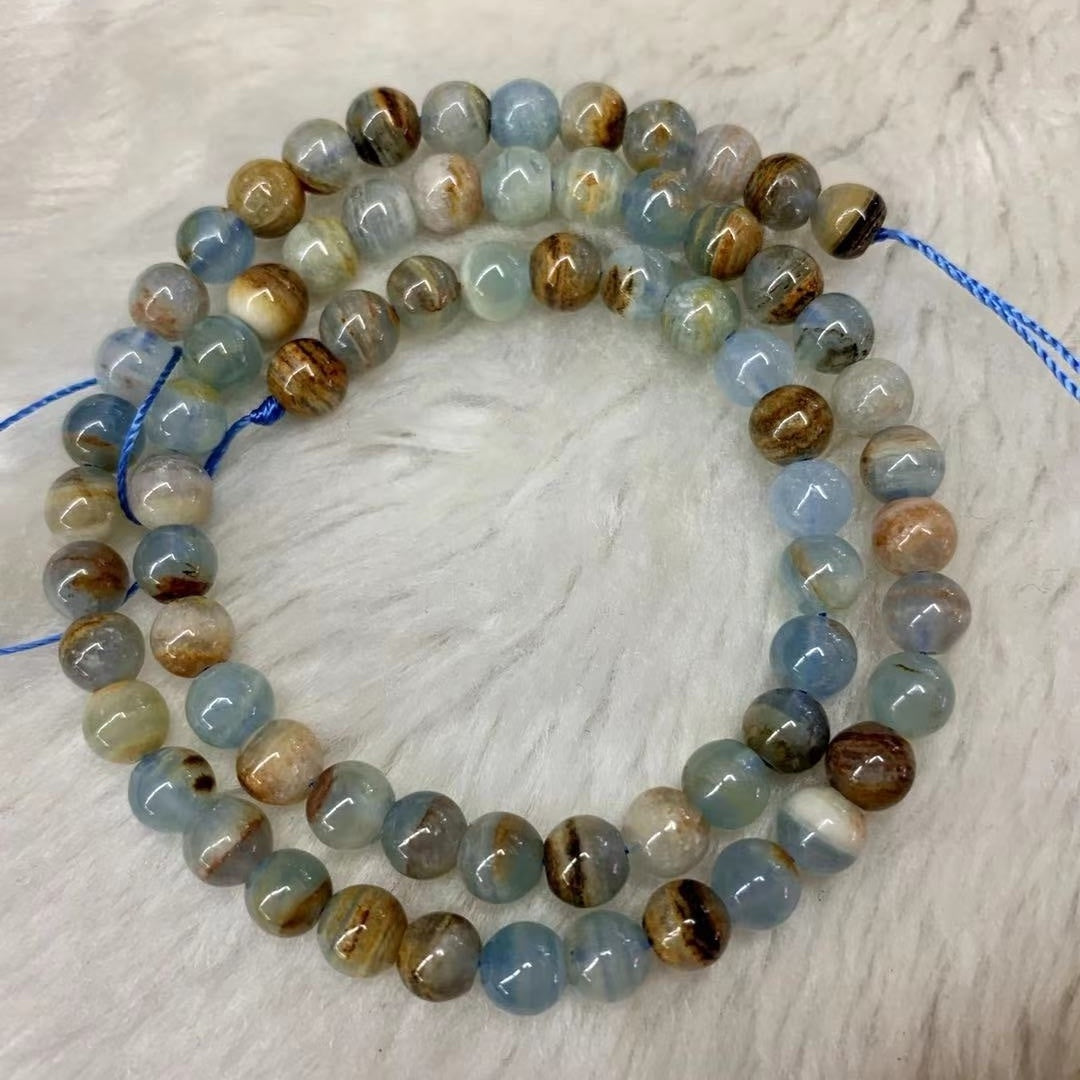 Simple Blue Natural Calcite Bead Bracelet