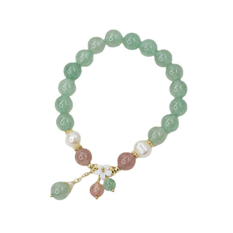 Female Forest Green Strawberry Crystal Bracelet