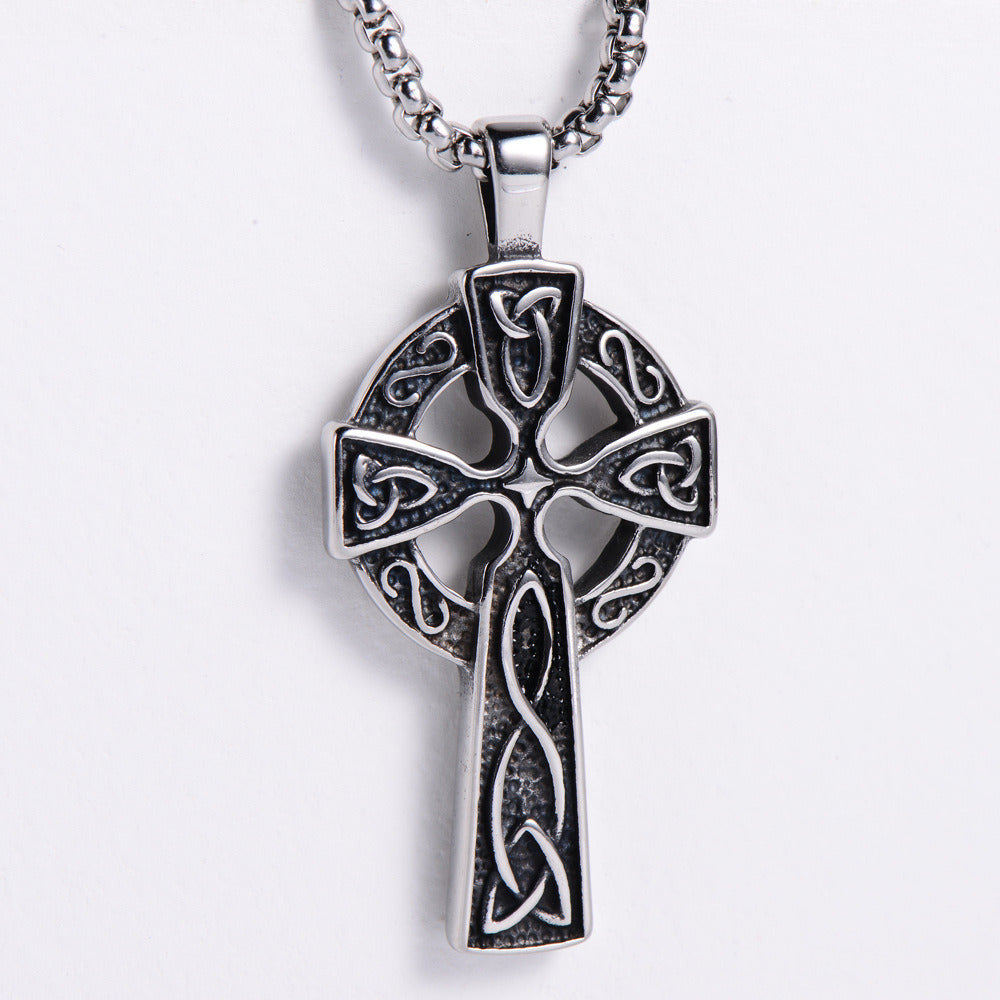 Cross Pendant Trendy Men's Retro All-match Stainless Steel Necklace