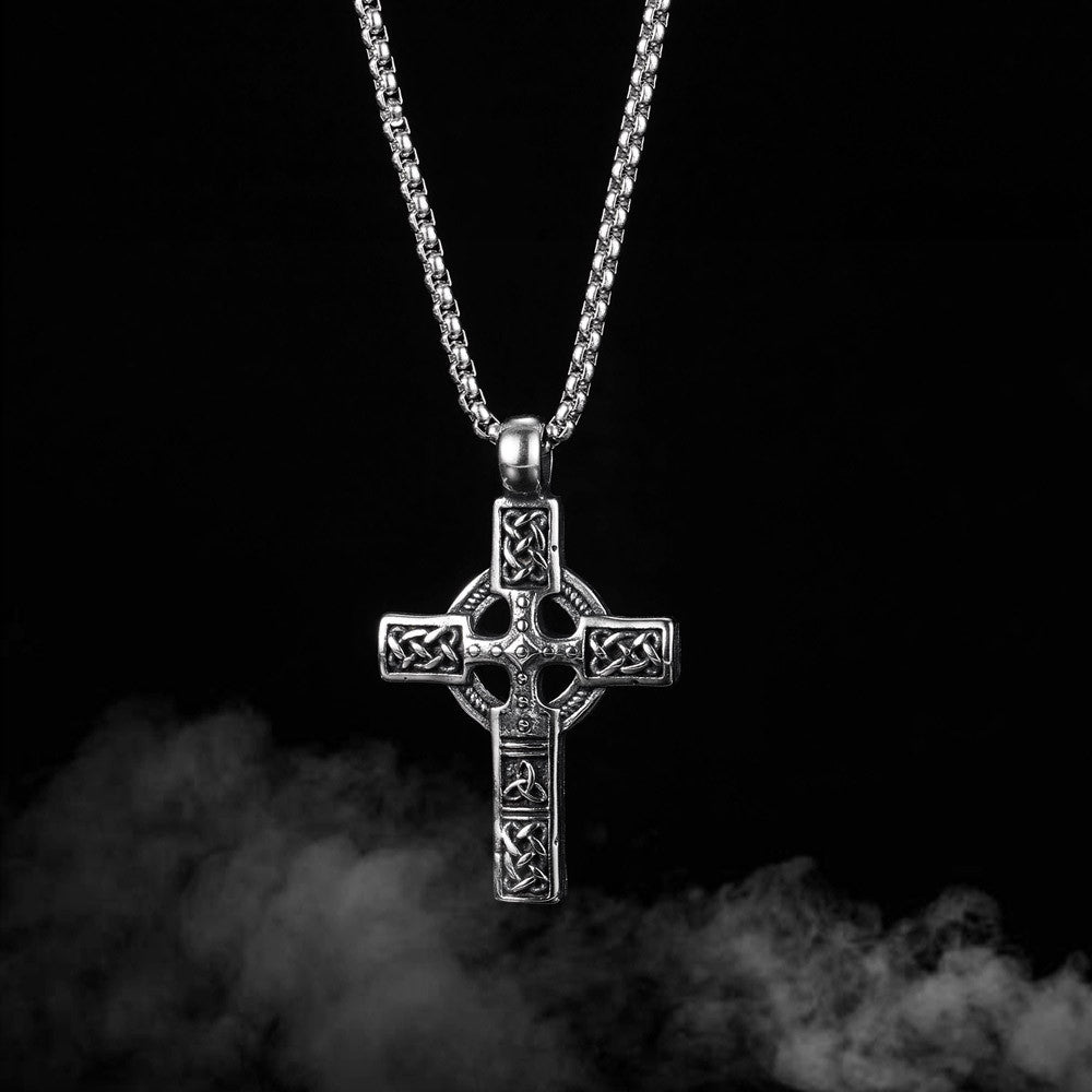 Cross Pendant Trendy Men's Retro All-match Stainless Steel Necklace