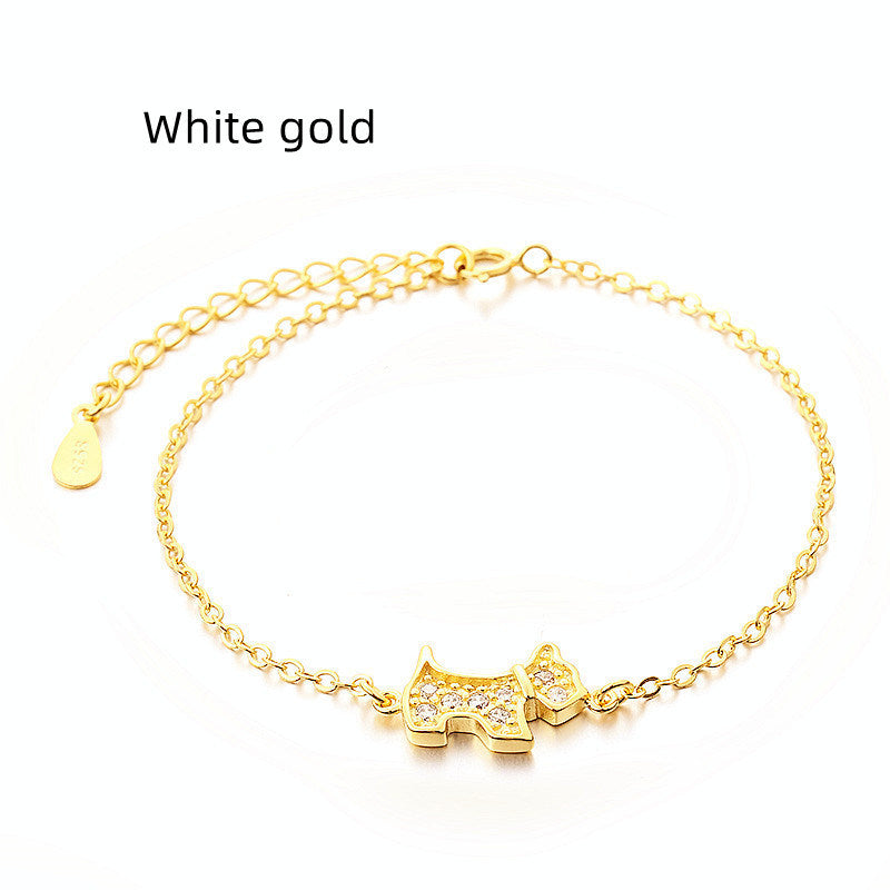 Fashion Gold Dog Bracelet With Zircon