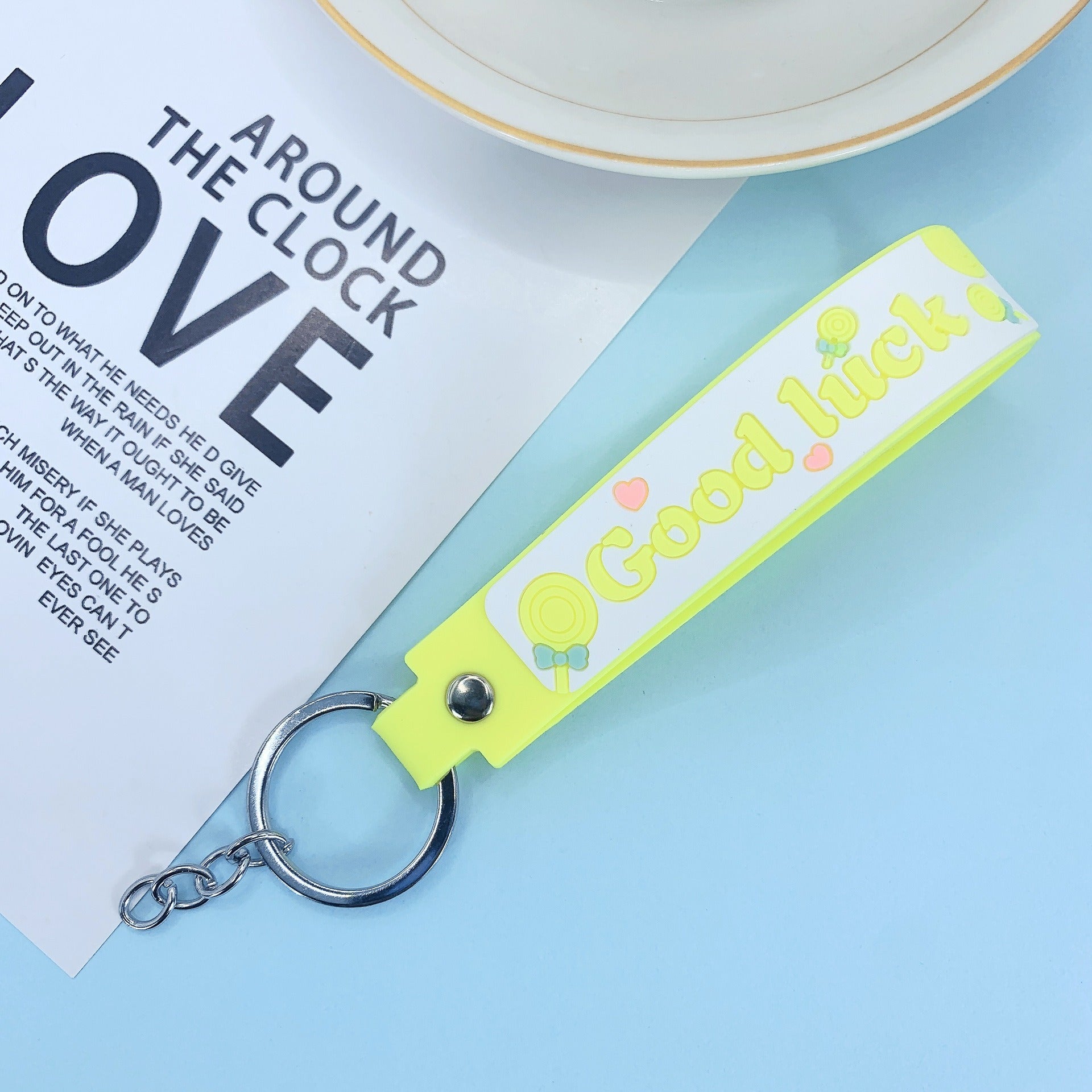 Lollipop Rainbow-colored Belt Hand Strap Keychain