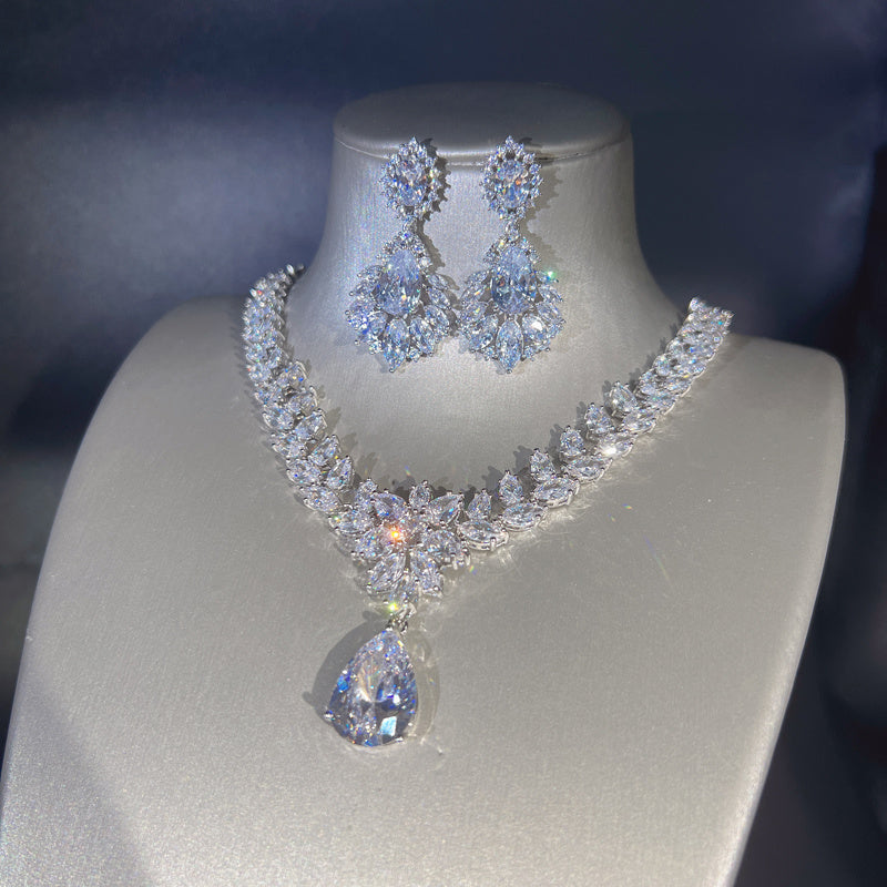 Synthetic Cubic Zircon Oxide Necklace Earring Set