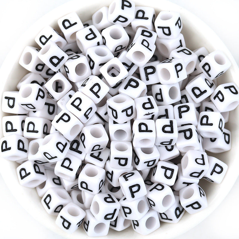 100 Pcspack Acrylic 26 English Letters Big Hole Beads Scattered Diy Bracelet String