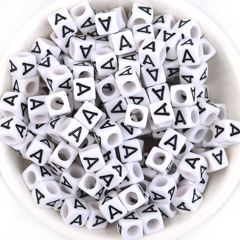 100 Pcspack Acrylic 26 English Letters Big Hole Beads Scattered Diy Bracelet String