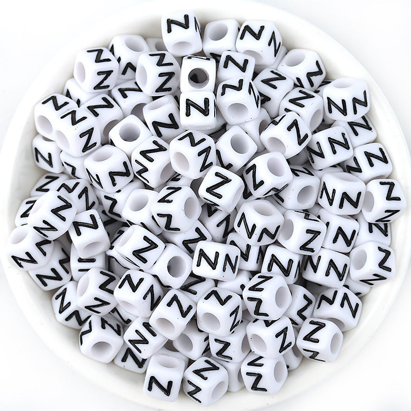 100 Pcspack Acrylic 26 English Letters Big Hole Beads Scattered Diy Bracelet String