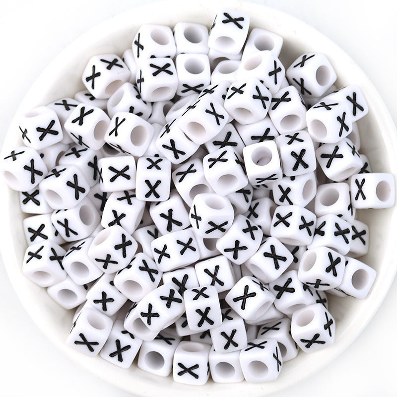 100 Pcspack Acrylic 26 English Letters Big Hole Beads Scattered Diy Bracelet String