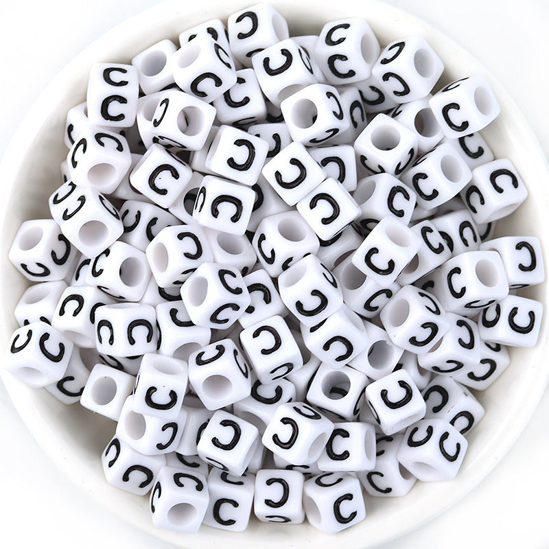 100 Pcspack Acrylic 26 English Letters Big Hole Beads Scattered Diy Bracelet String