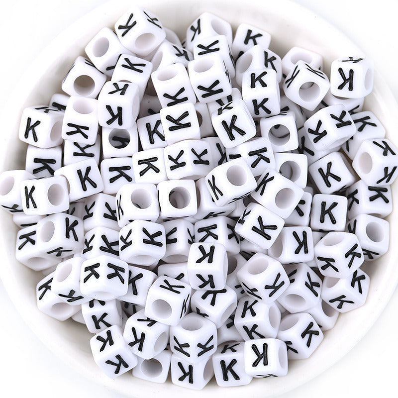 100 Pcspack Acrylic 26 English Letters Big Hole Beads Scattered Diy Bracelet String