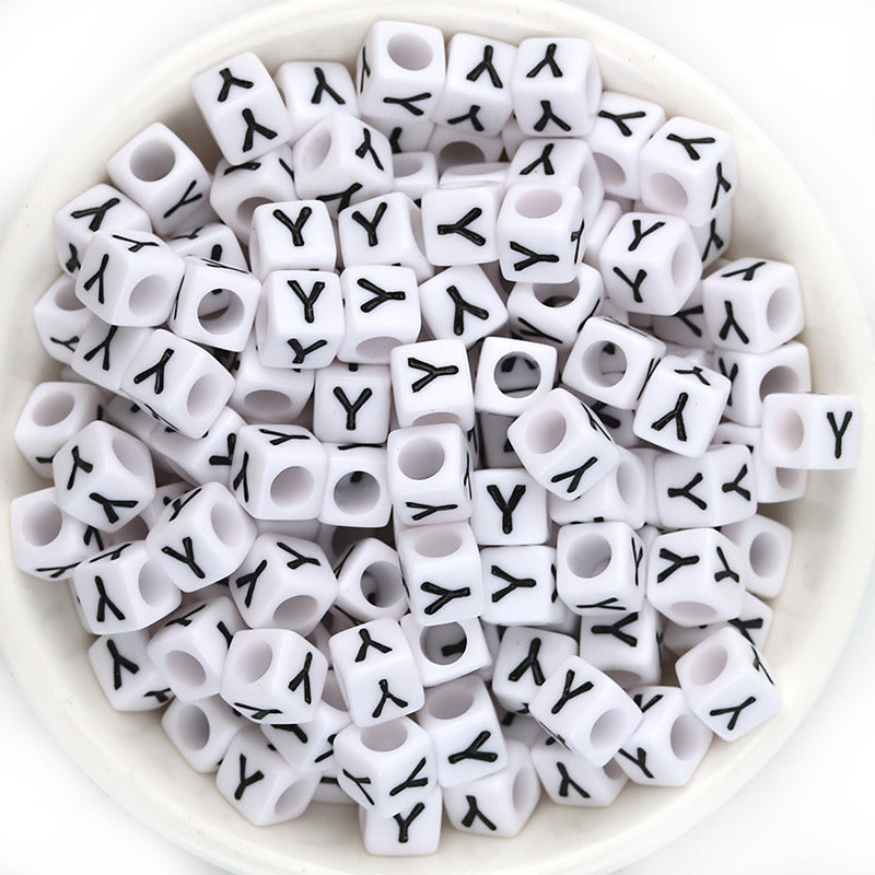 100 Pcspack Acrylic 26 English Letters Big Hole Beads Scattered Diy Bracelet String