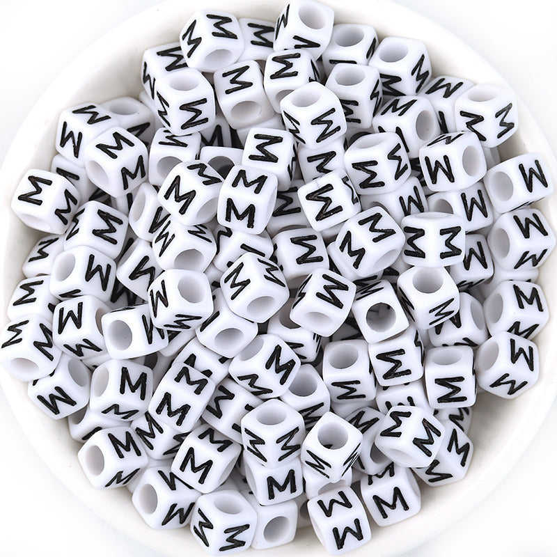 100 Pcspack Acrylic 26 English Letters Big Hole Beads Scattered Diy Bracelet String