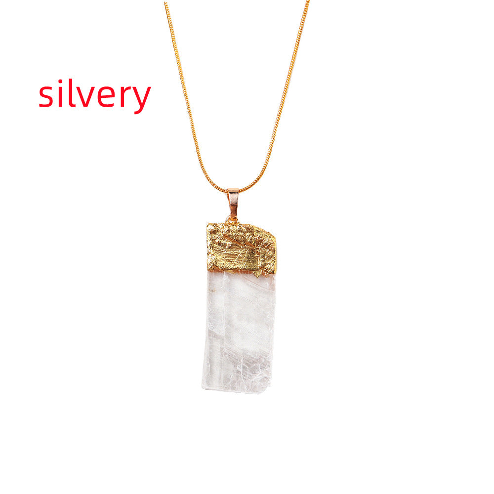 Natural Crystal Gypsum Block Shaped Pendant