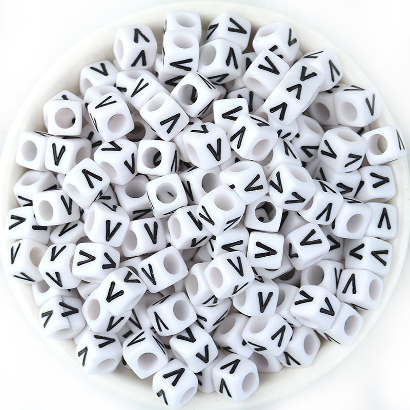 100 Pcspack Acrylic 26 English Letters Big Hole Beads Scattered Diy Bracelet String