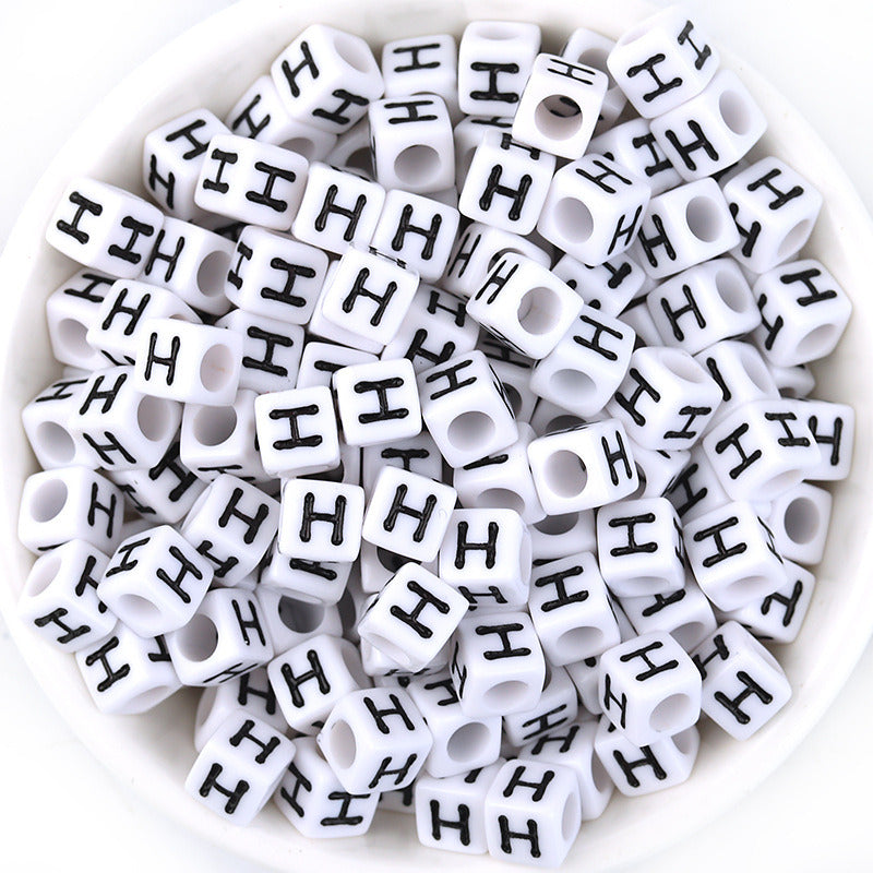 100 Pcspack Acrylic 26 English Letters Big Hole Beads Scattered Diy Bracelet String