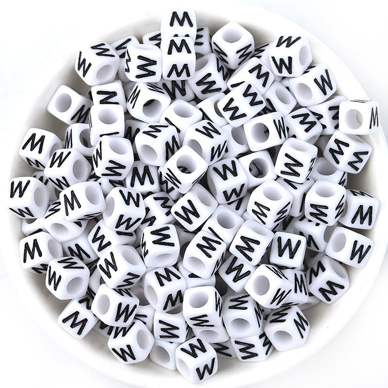 100 Pcspack Acrylic 26 English Letters Big Hole Beads Scattered Diy Bracelet String