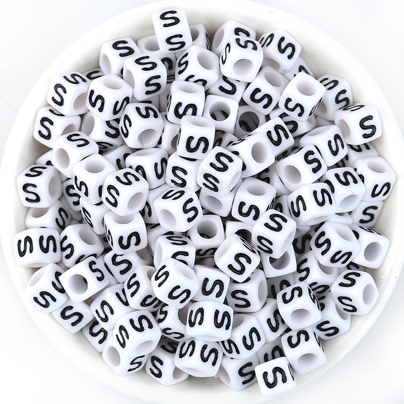 100 Pcspack Acrylic 26 English Letters Big Hole Beads Scattered Diy Bracelet String