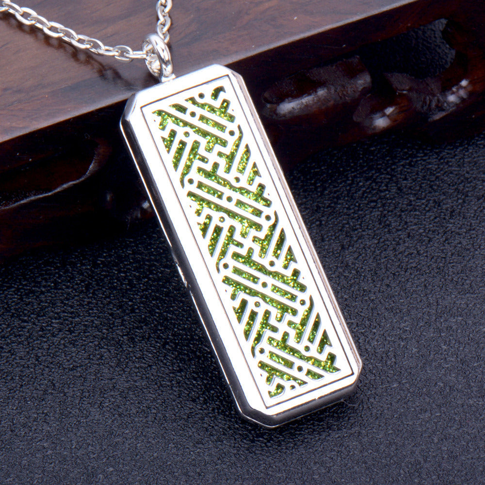 Square Essential Oil Necklace Openable Silver Pendant Perfume Accessories