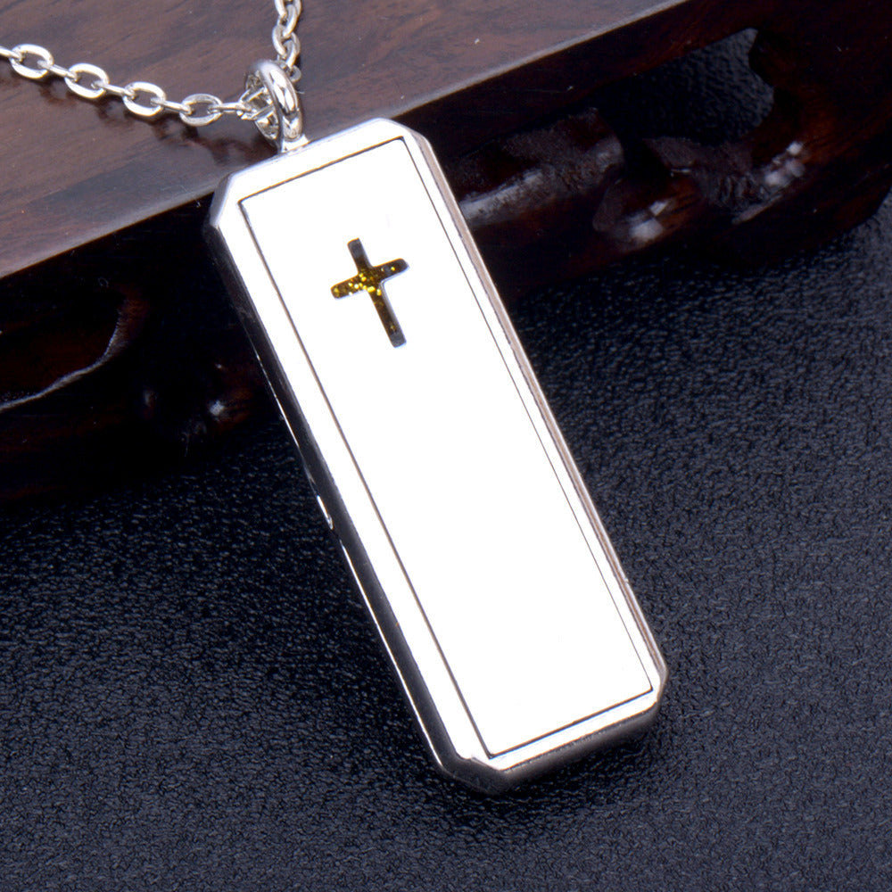 Square Essential Oil Necklace Openable Silver Pendant Perfume Accessories