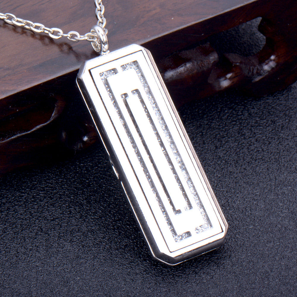 Square Essential Oil Necklace Openable Silver Pendant Perfume Accessories