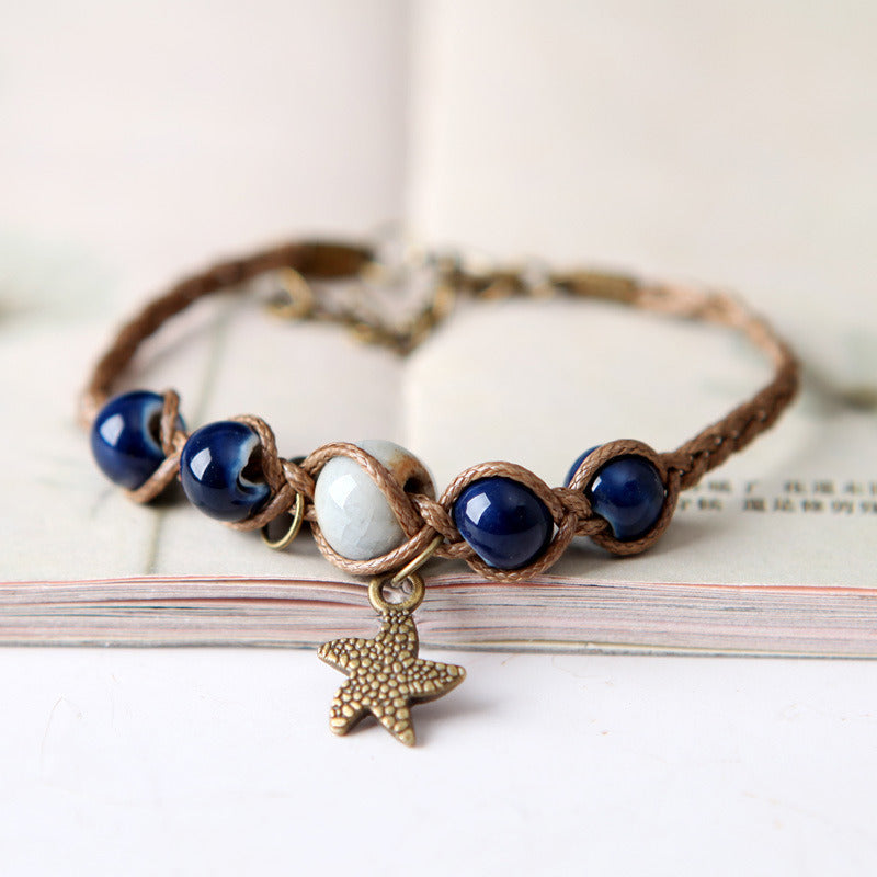 Handmade Retro Senshi Style Braided Ceramic Bracelet