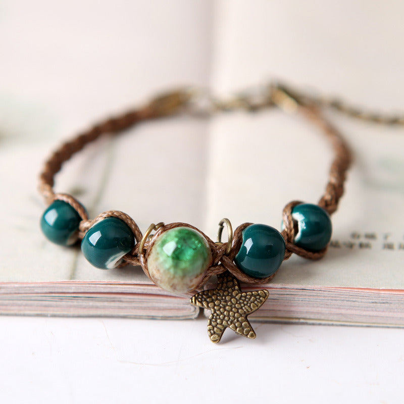 Handmade Retro Senshi Style Braided Ceramic Bracelet