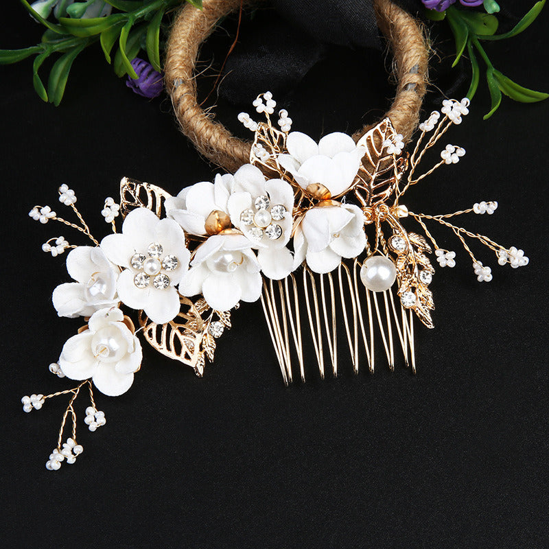 Gold Leaf Hair Updo Comb Handmade Bridal Crown Headdress