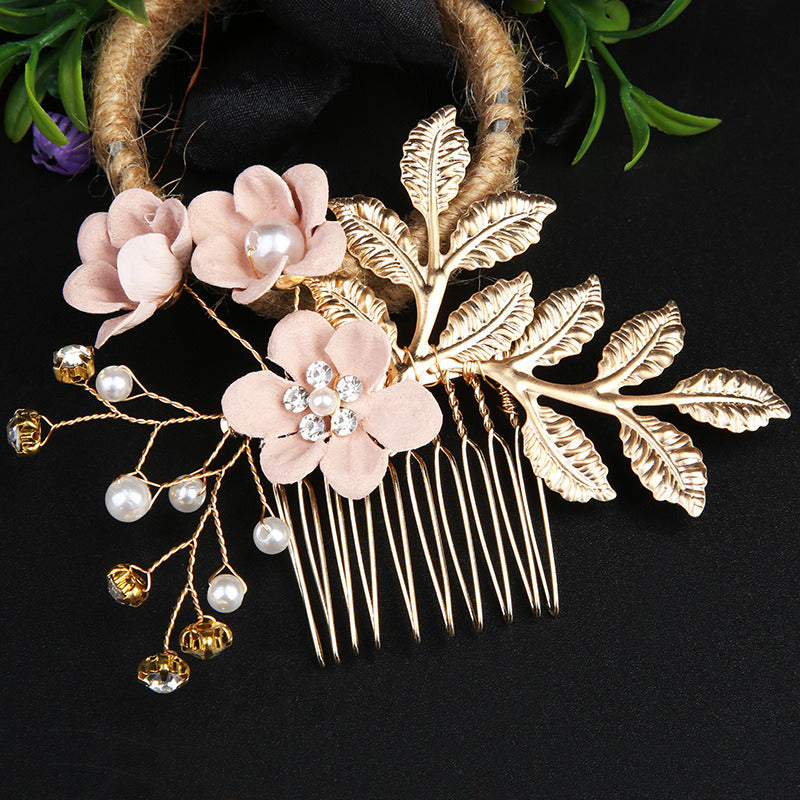 Gold Leaf Hair Updo Comb Handmade Bridal Crown Headdress