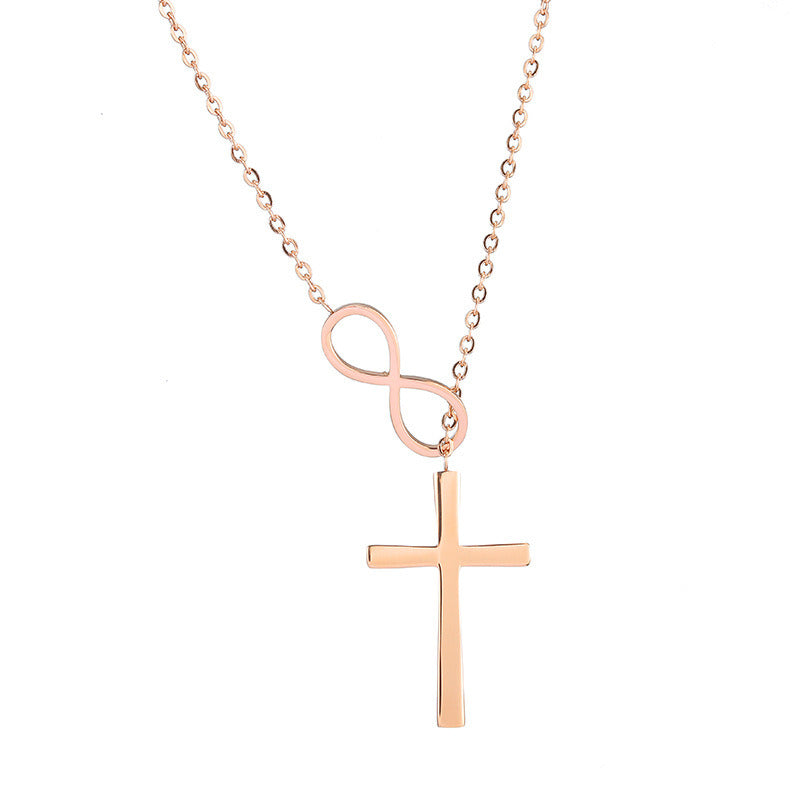 Sterling Silver Luxury Infinite Cross Of Love Chain Necklace For Women Jewelry Girl Gifts