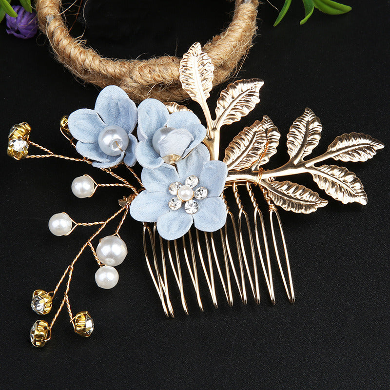 Gold Leaf Hair Updo Comb Handmade Bridal Crown Headdress