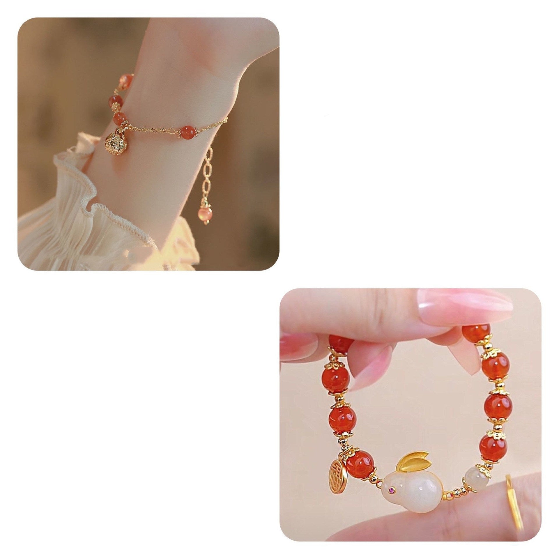 Women's Fashion Simple Hetian Jade Rabbit Shape Bracelet