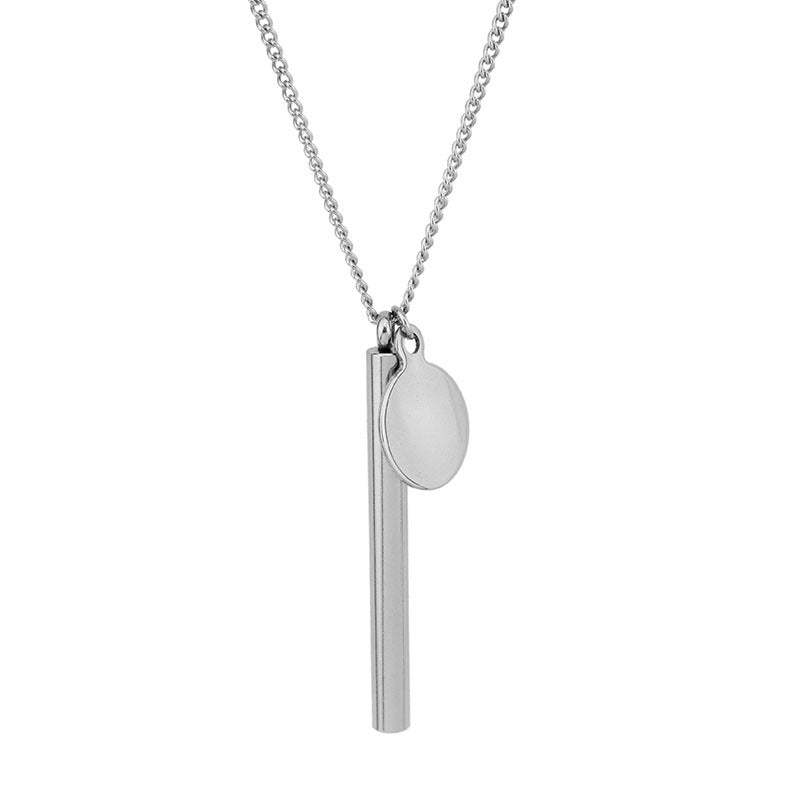 Long Post Round Piece Necklace Sweater Chain Stainless Steel Long Necklace For Men And Women