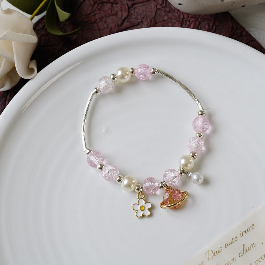 Women's Fashion Pearl And Crystal Beaded Bracelet