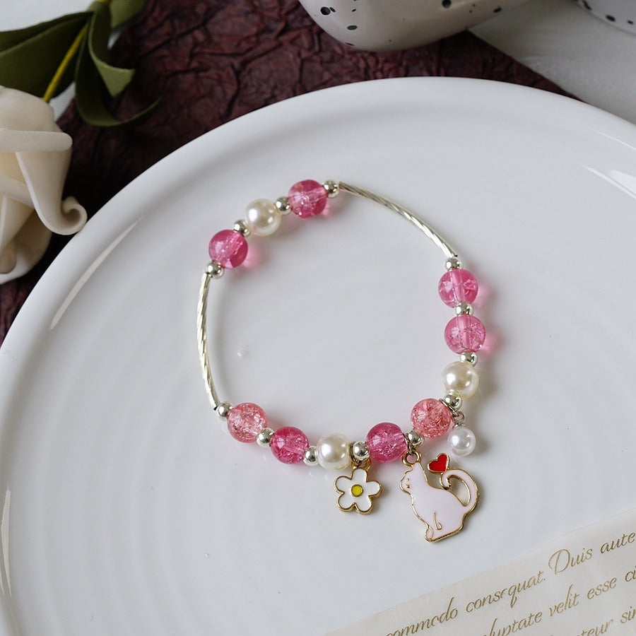 Women's Fashion Pearl And Crystal Beaded Bracelet