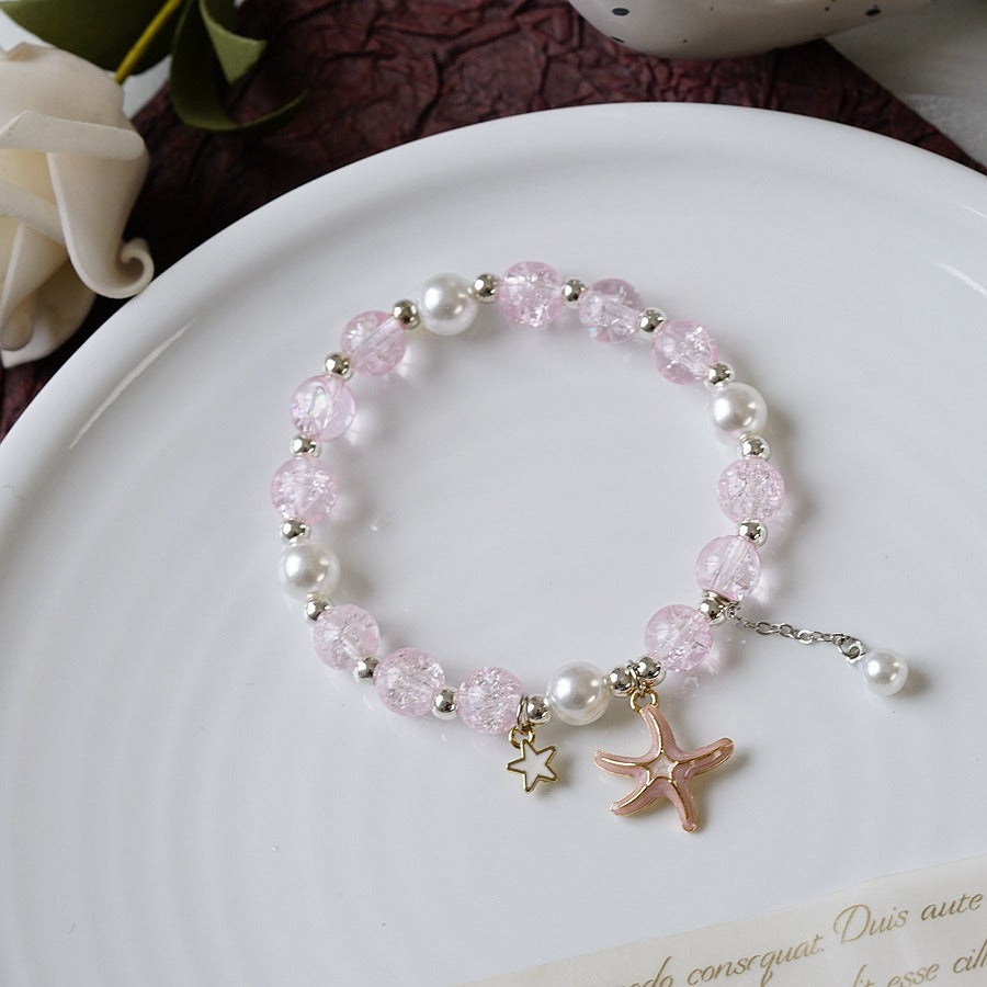 Women's Fashion Pearl And Crystal Beaded Bracelet