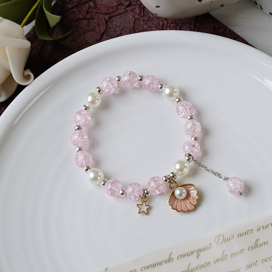 Women's Fashion Pearl And Crystal Beaded Bracelet