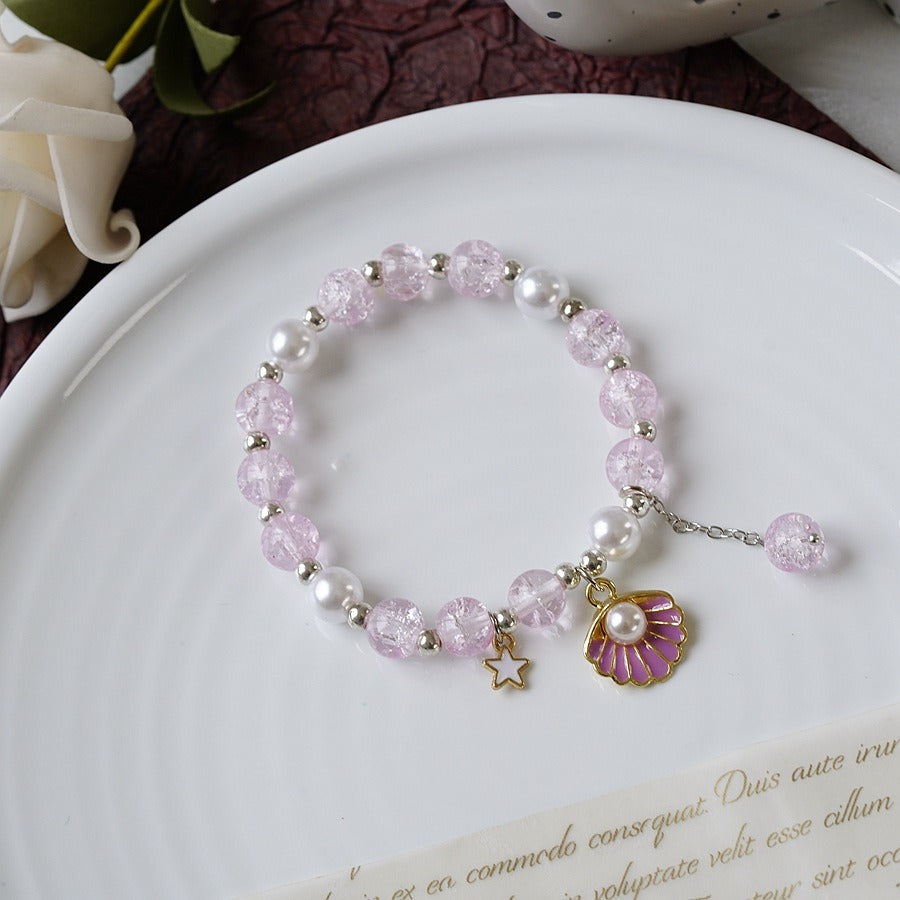 Women's Fashion Pearl And Crystal Beaded Bracelet