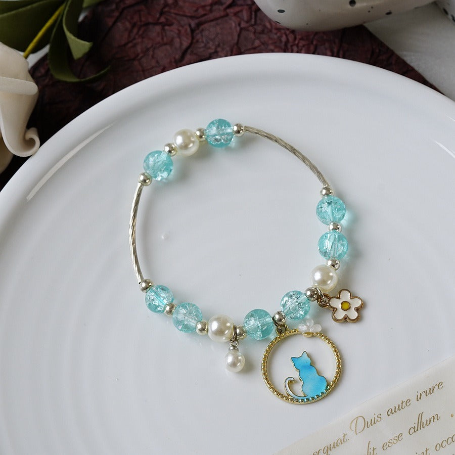 Women's Fashion Pearl And Crystal Beaded Bracelet