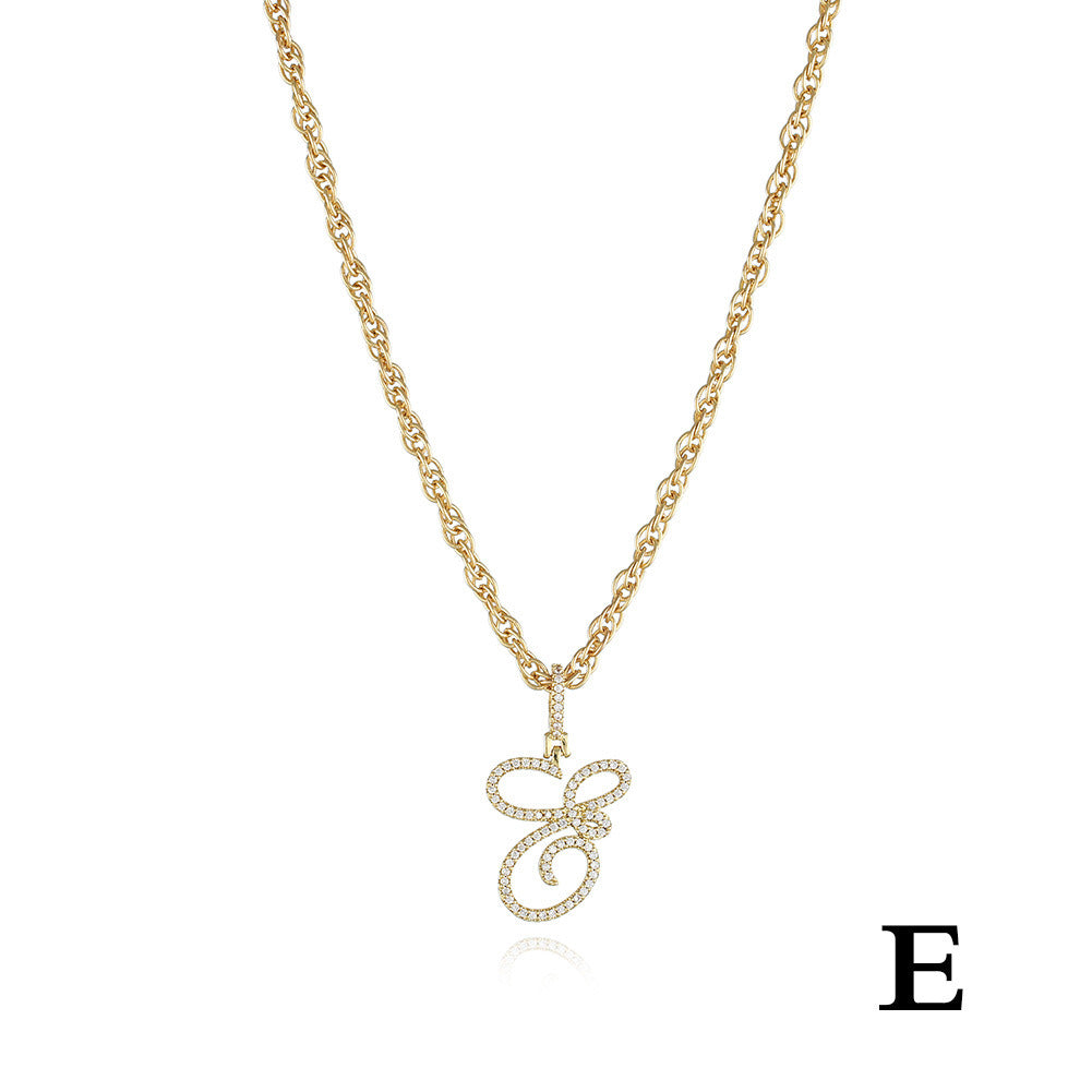 26 Letter Necklace Inset Zircon 18k Gold Necklace Clavicle Chain Pendant