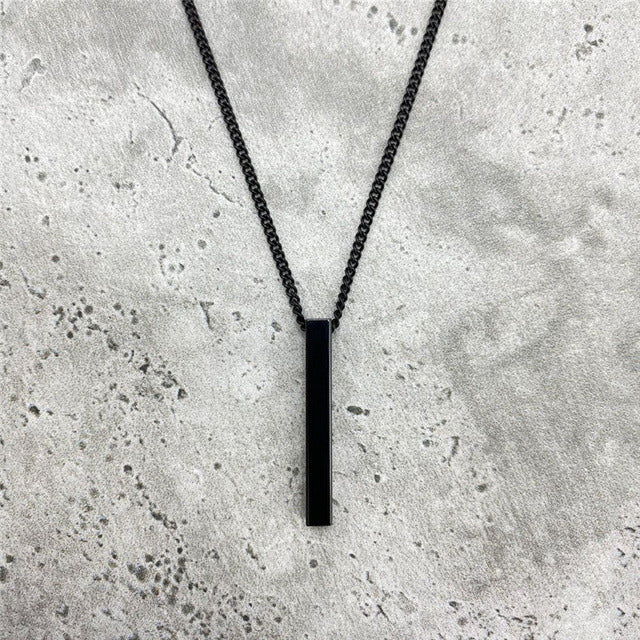 Men's Stainless Steel Rectangle Geometric Pendant Necklace