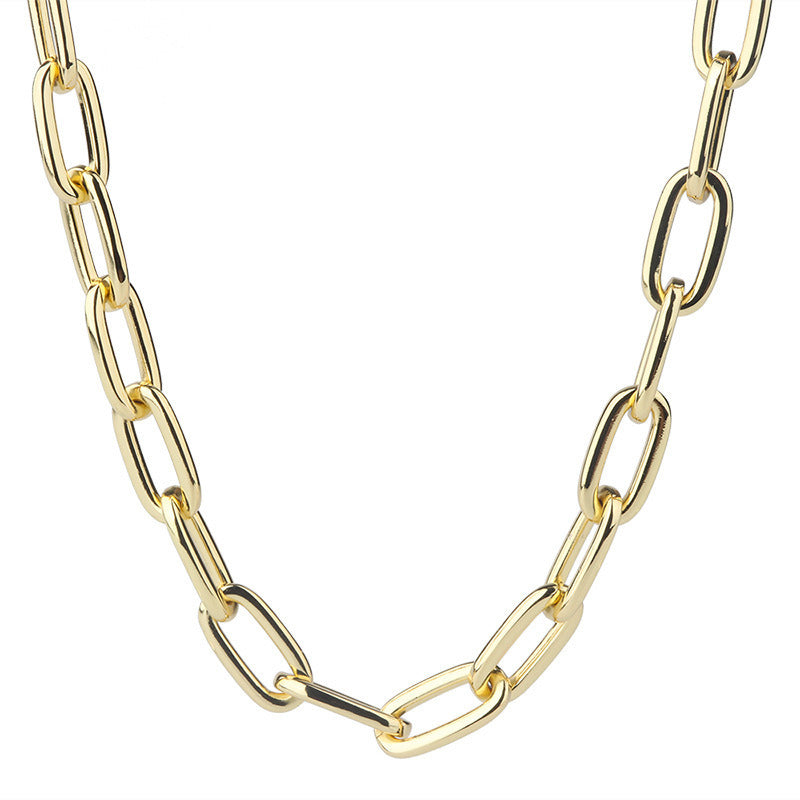 Simple Style Metal Buckle Aluminum Chain Necklace Bracelet