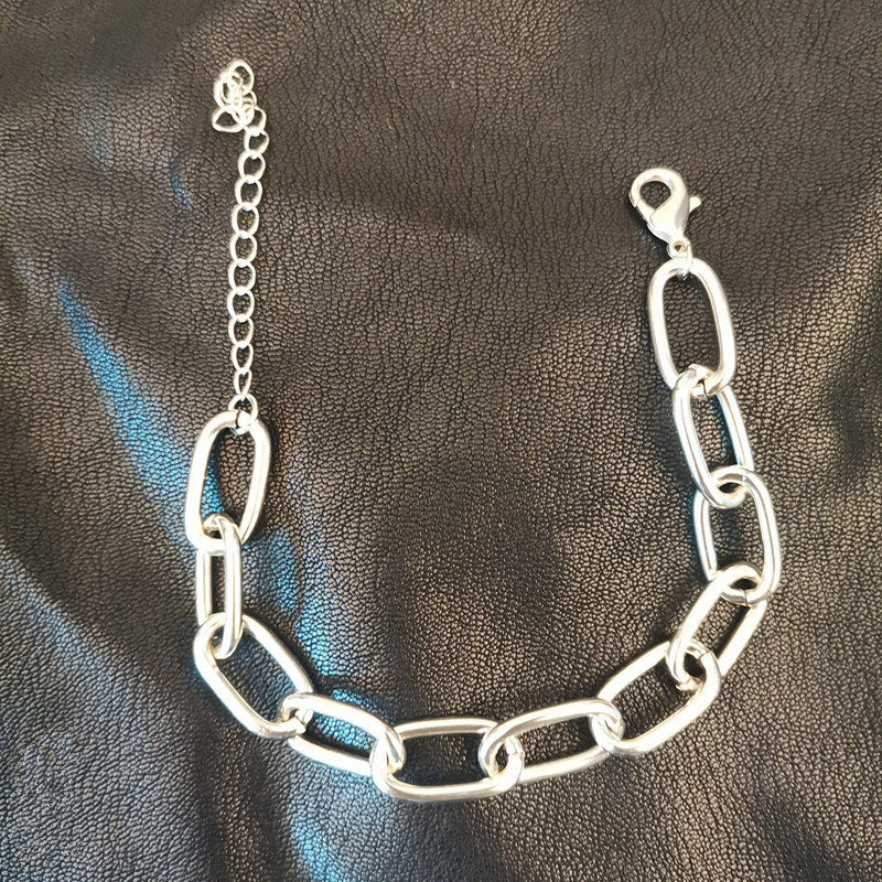 Simple Style Metal Buckle Aluminum Chain Necklace Bracelet