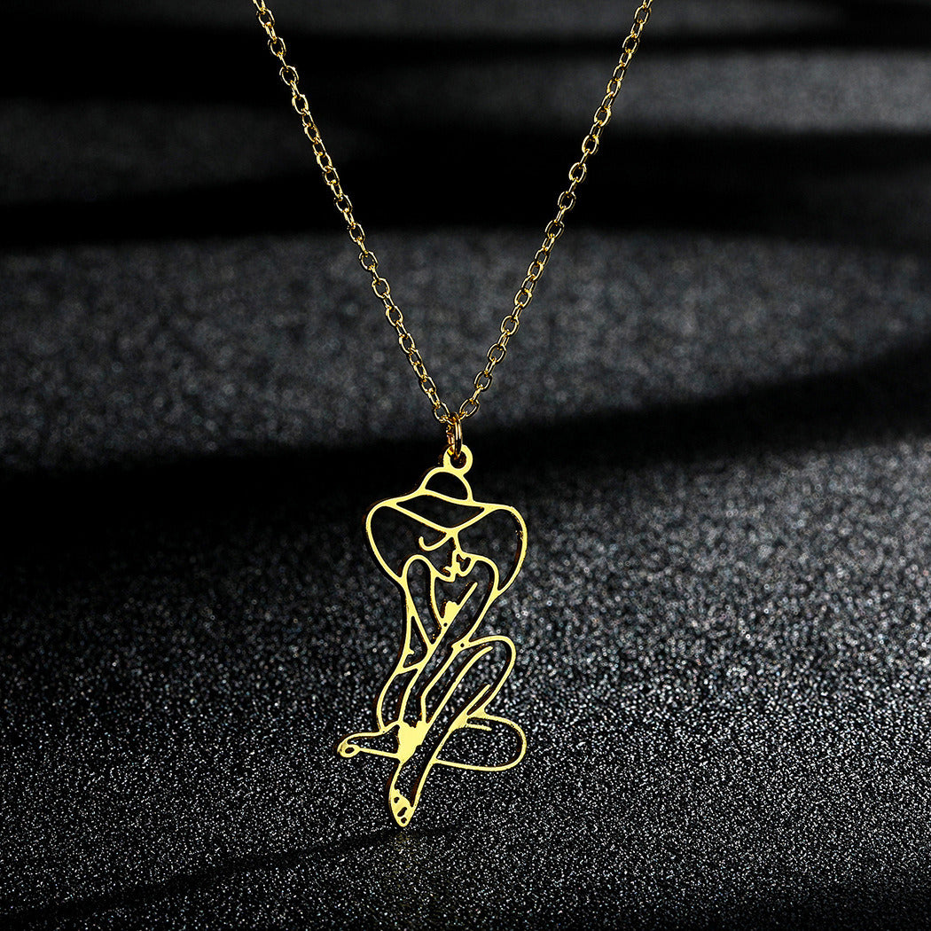 Line Art Pendant Necklace Jewelry