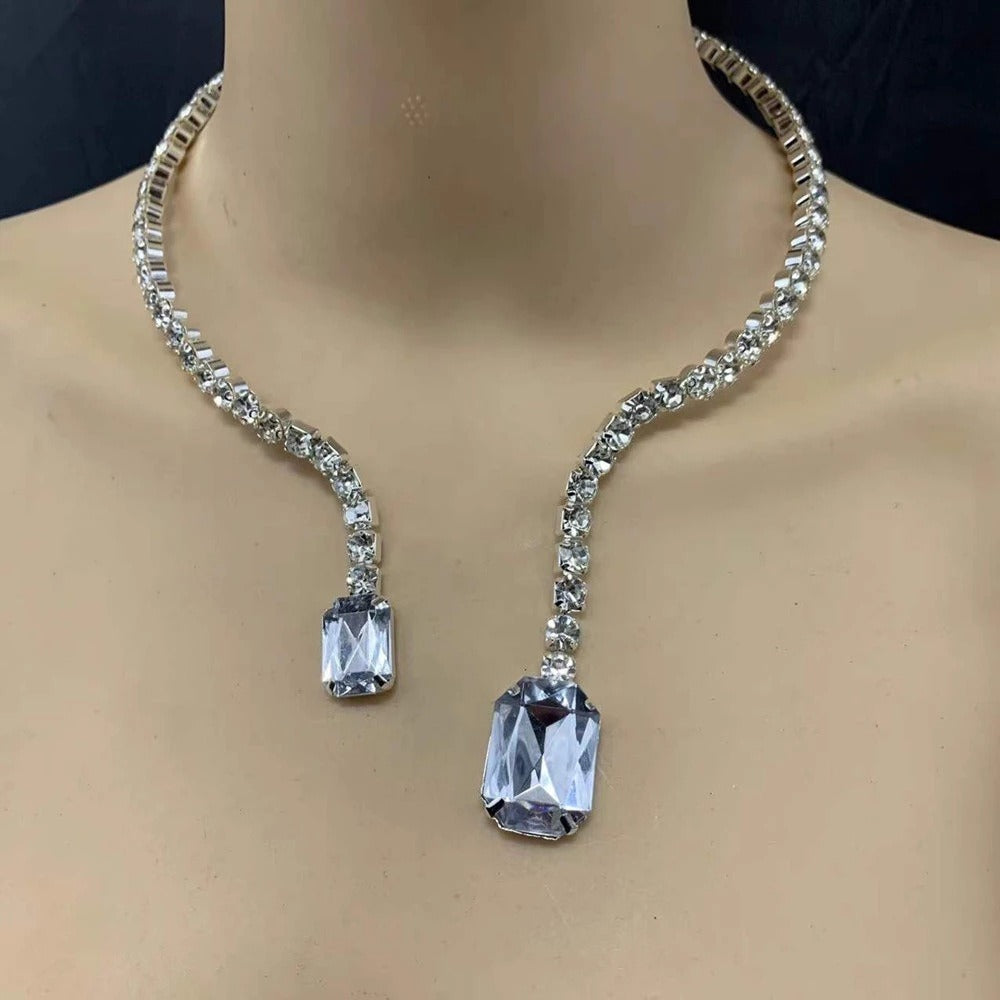 Colored Diamond Neck Chain Fashion Sexy Full Diamond Women