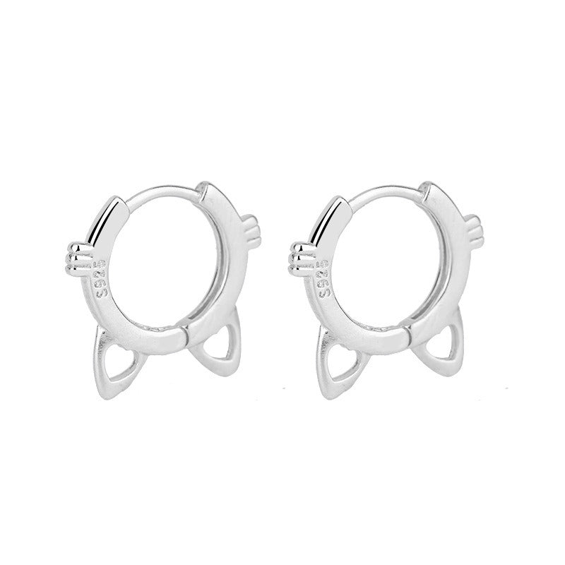 Girl Heart Cute Cat Ears Hollow Ear Studs