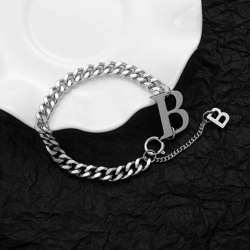 Titanium Steel European American Letter B Cold Wind Collarbone Chain Female Simple Temperament Necklace