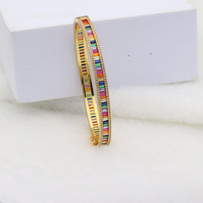 14K Gold Color Zircon Rainbow Bracelet Zircon Opening