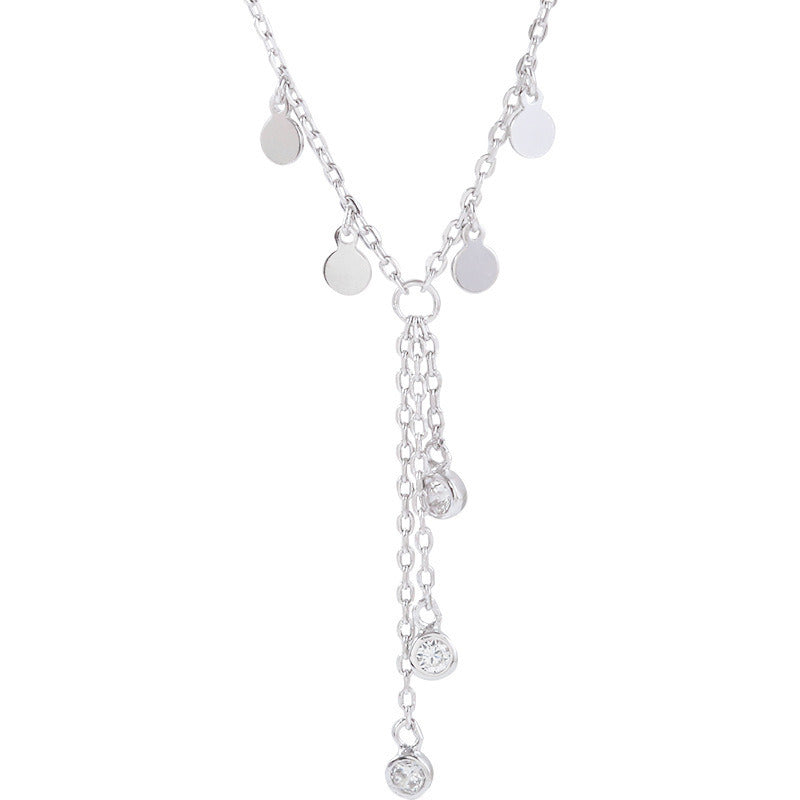 Diamond Wafer Tassel Necklace Simple Design