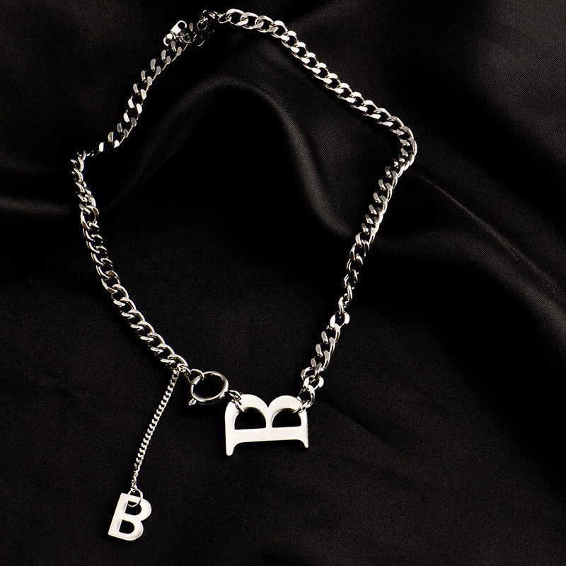 Titanium Steel European American Letter B Cold Wind Collarbone Chain Female Simple Temperament Necklace