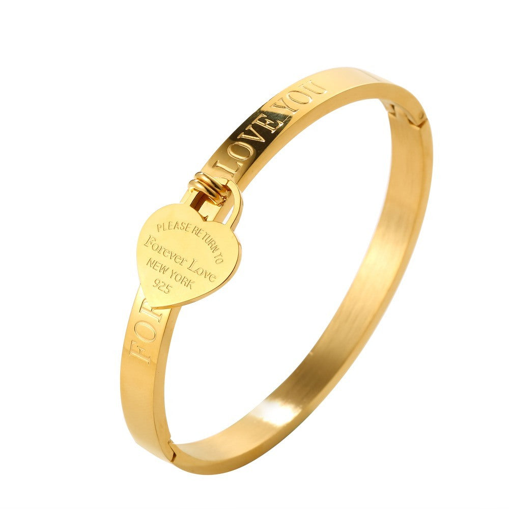 Men's And Women's Fashion Letters Peach Heart Ring Bracelet